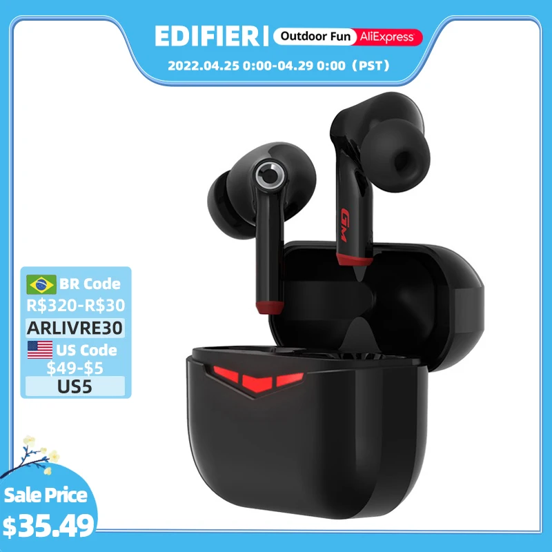 

Оригинальные беспроводные наушники EDIFIER GM3, 60 мс, с низкой задержкой, игровые наушники Bluetooth V5.0 с биологической диафрагмой 10 мм