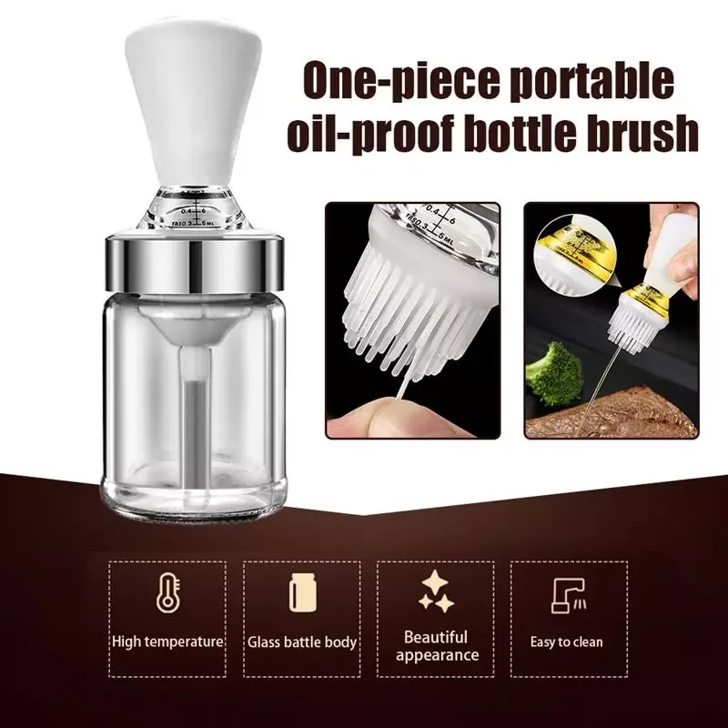 

2022New Oil Brush Bottle Not-leaking Glass BBQ Grill Oil Brush Baking Pastry Steak Liquid Oil Brushes Kitchen Baking BBQ ToolS