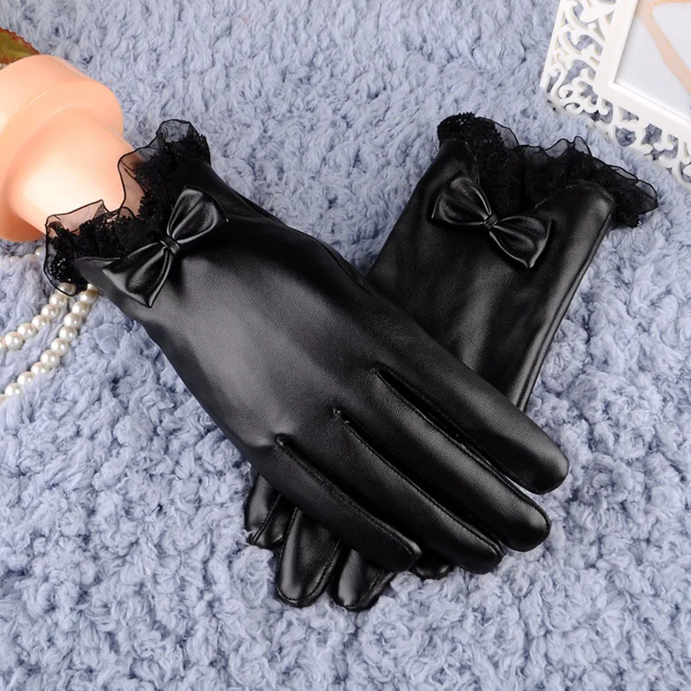 

Winter Men's Leather Gloves Warm Soft Black Buckskin Pleated Design Outdoors Driving Gloves Mittens Wool Lining Mitten
