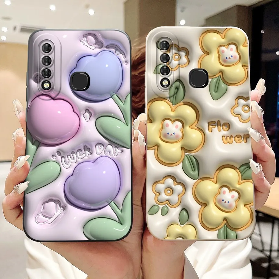 For Infinix Smart 3 Plus Case X627 Popular Flower Liquid Soft Silicone Phone Cases S4 X626B Smart3 Cover Fundas