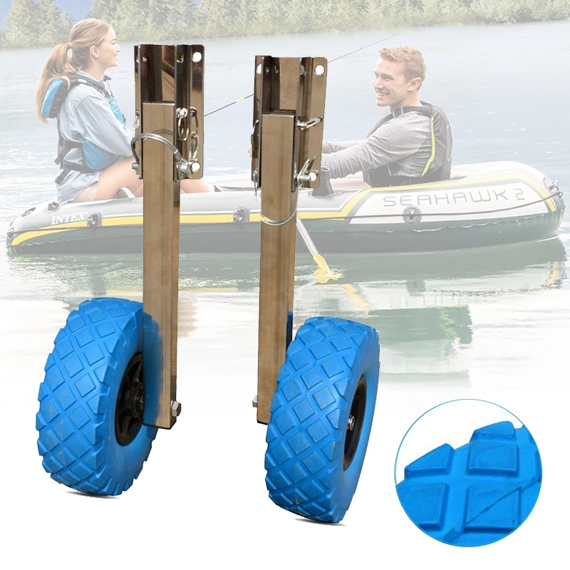Inflatable Boat Launching Wheels Rubber Boat Stern Wheels Dolly Trailer Tires Towing Cart for Inflatable Assault Kayak/Rowing