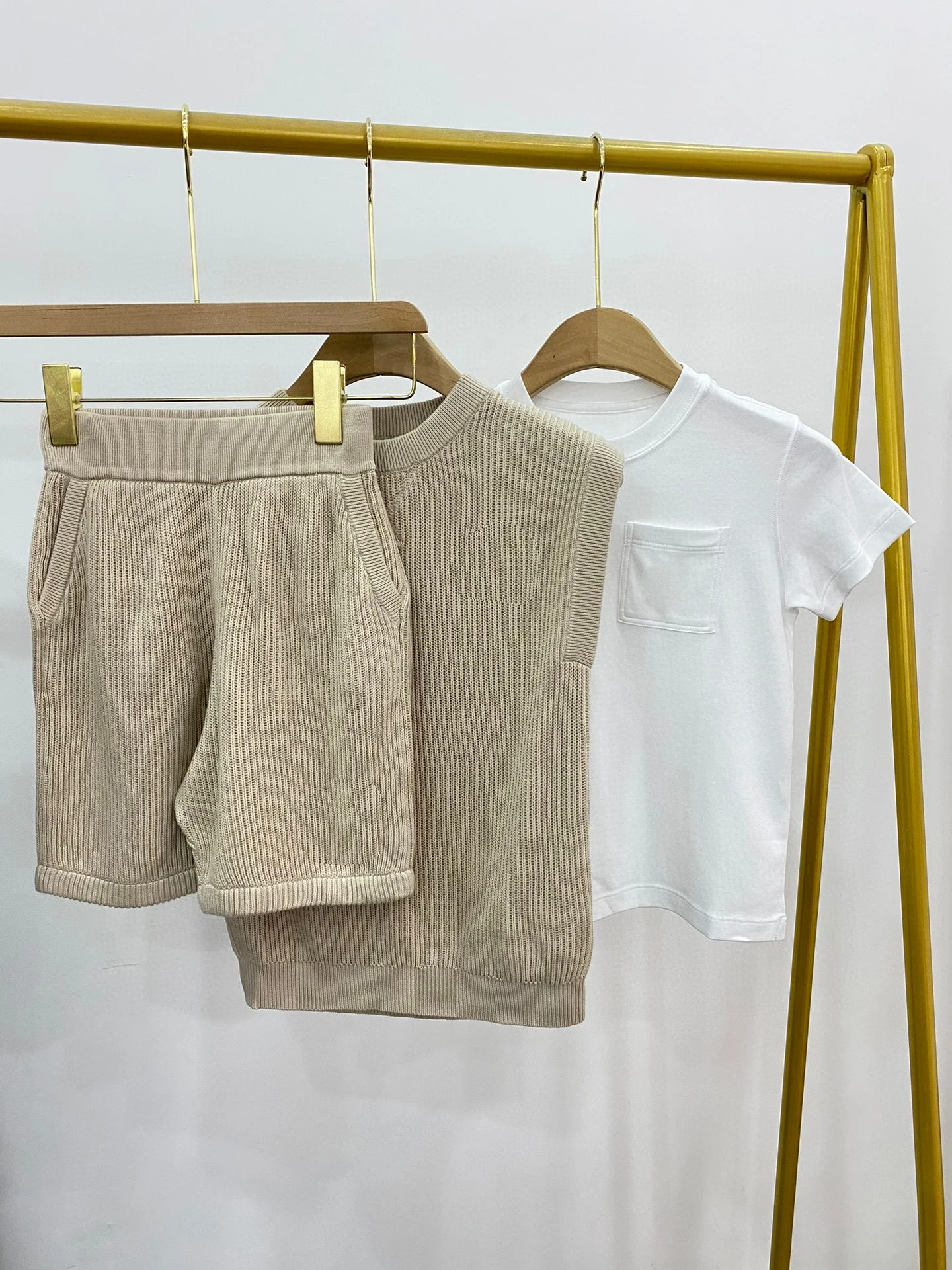 

Summer 100% Cotton Casual Style Knitted Kids Three Piece Set