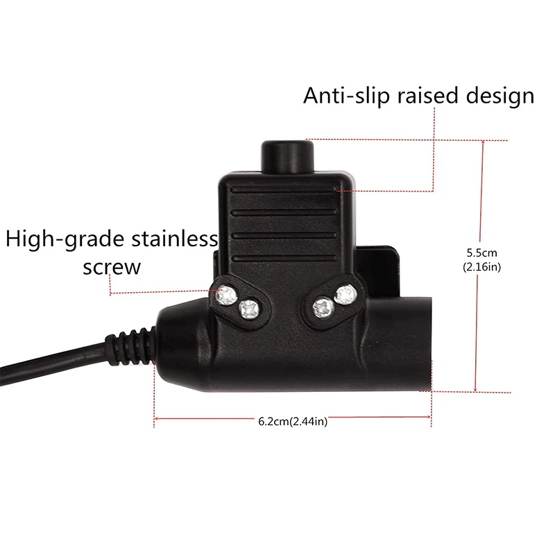Tactical U94 Adapter Walkie Talkie Headset Cable for Baofeng UV-3R UV-5R BF-888S Kenwood TK-308 TK-320 TK-2312 TK-3212（Civilian）