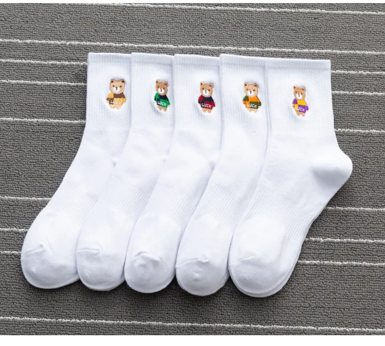 1pair Cartoon Socks Animal Print Cute White Socks Japanese Fashion Women Kawaii Calcetines Mujer Woman Socks Female Accessories