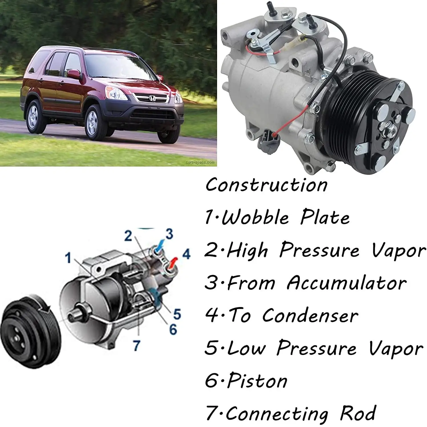 

Автоматический компрессор переменного тока AP03 HS-110R/HS110R 38810-PNB-006 38810PNB006 57881 для HONDA CR-V / CRV 2002-2006