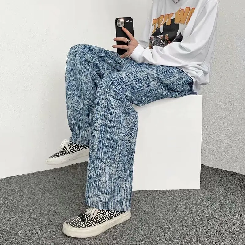 DEEPTOWN Y2K Vintage Baggy Jeans Men Harajuku Fashion Streetwear Loose Demin Striped Casual Pants Male Hip Hop Trousers for Men
