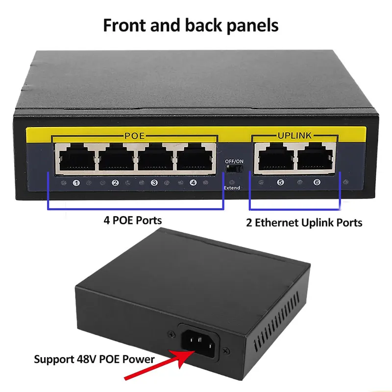 VSVABEFV 48 В POE коммутатор 4 порта Ethernet сетевой 100 Мбит/с умный IP RJ45 инжектор