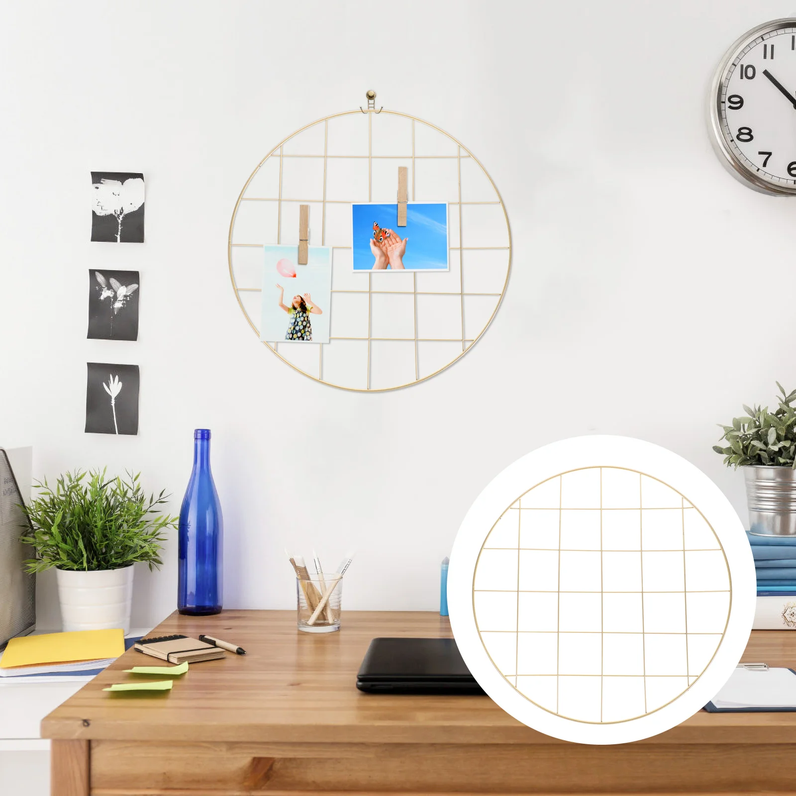 

Iron Photo Wall Hanging Ornament DIY Metal Grids Display Postcards Picture