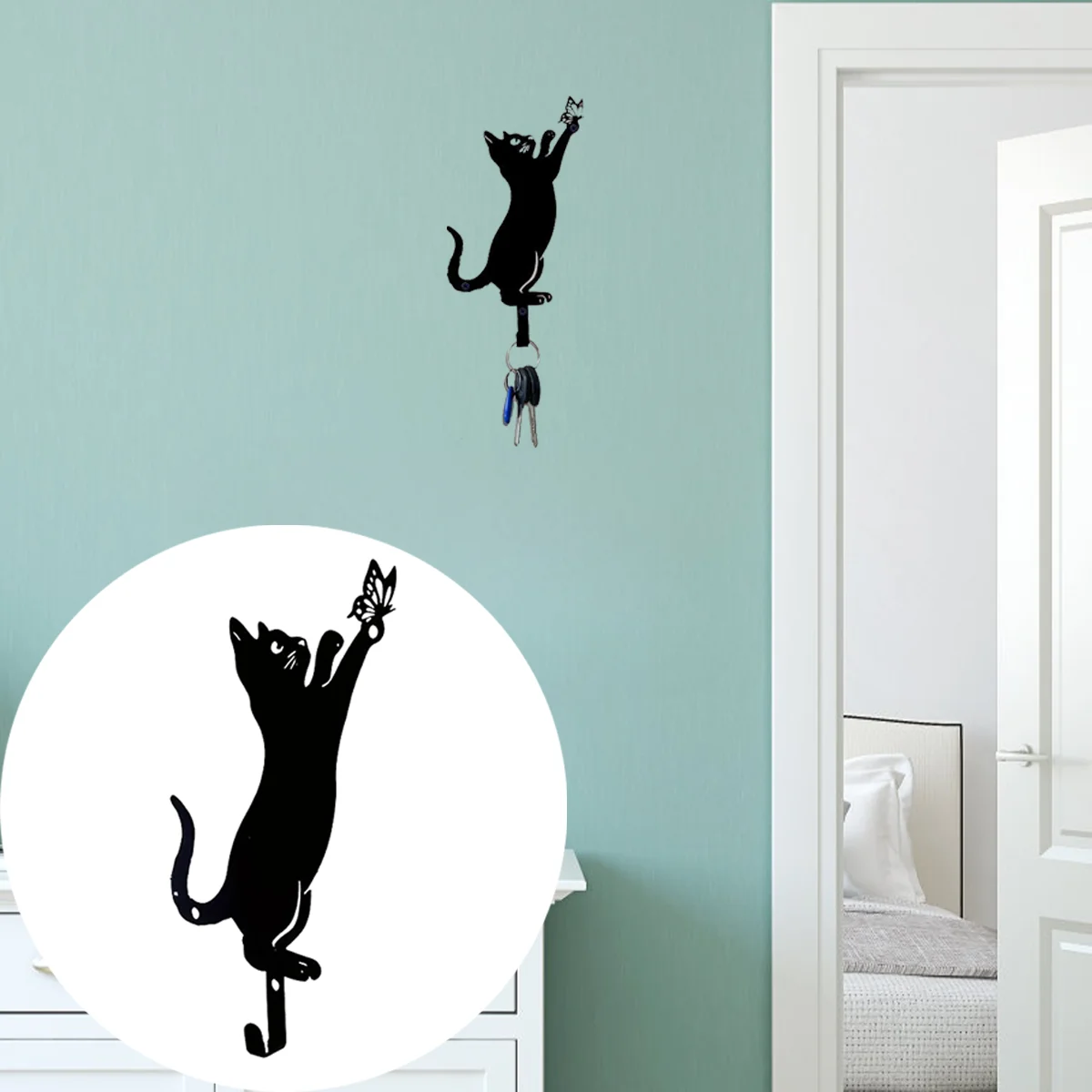2 шт. настенные крючки для ключей кошка