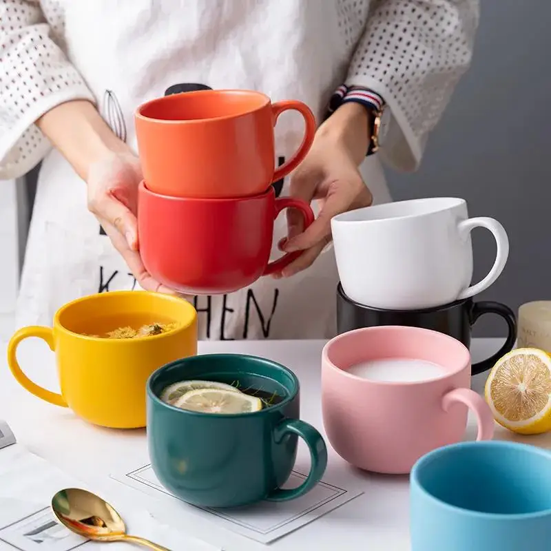 

Nordic Style Large-capacity Ceramic Breakfast Mug Creative Oatmeal Home Microwaveable Milk Cereal Bowl Drinkware