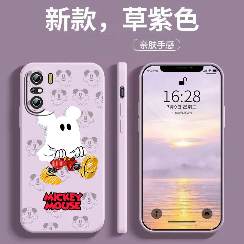 

NEW Mickey Mouse Ghost Phone Case For Xiaomi Redmi K50 K40 10X 10 9T 9AT 9A 9C 9 8A 8 7 6A 5A Gaming Pro Liquid Rope Funda Cover