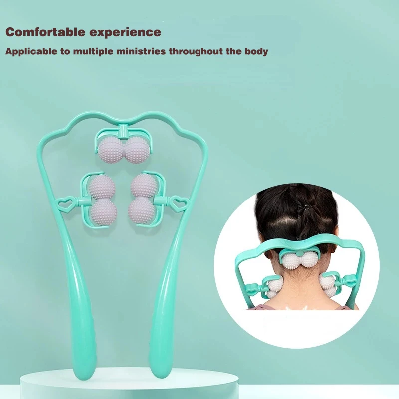 

Home Portable 6 Roller Pressure Point Therapy Neck Massageador Relieve Hand Roller Massager for Neck Shoulder Trigger Point