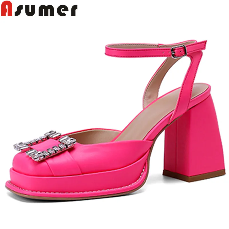 

Женские босоножки на платформе ASUMER, из натуральной кожи, на очень высоком каблуке, 2022