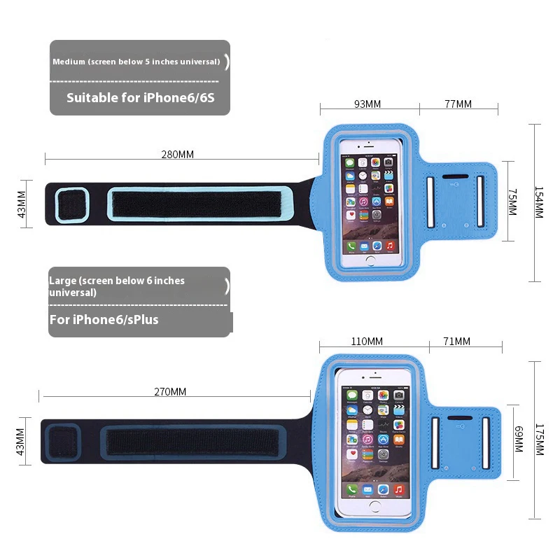 Фото New Running Sports Phone Case Arm band For iPhone 15 14 Pro Max XR 6 7 8 Plus Samsung Note 20 10 S9 Maximum Capacity of 7 inches №5