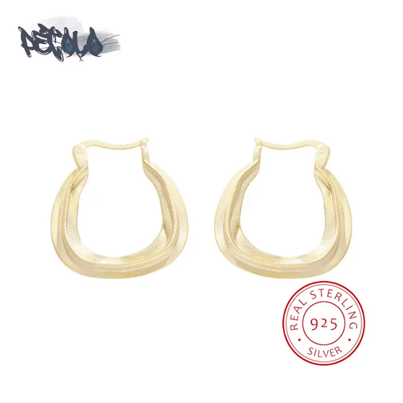 

High Quality 925 Sterling Silver Earring for Women Exaggerated Loop Shape 18k Gold Women's Earrings Jewelry Fine Texture Jewelry