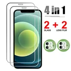 Закаленное стекло 4 в 1 для iphone 13, 12, 11 Pro max, Защита экрана для мини-камеры для iphone 13, 12, 11, 7, 8, 6, 6s plus, X, XR, XS max, стекло