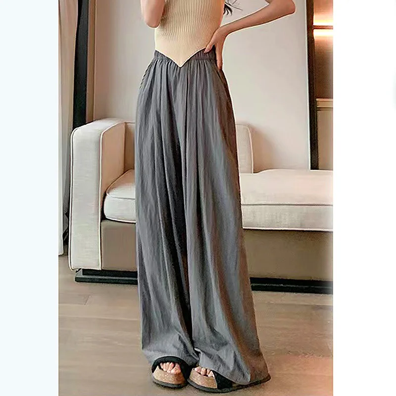 Wide Leg Pants for Women Japanese Style Casual Loose Long Pants Summer Thin Ice Silk High Waist Female Straight Trousers