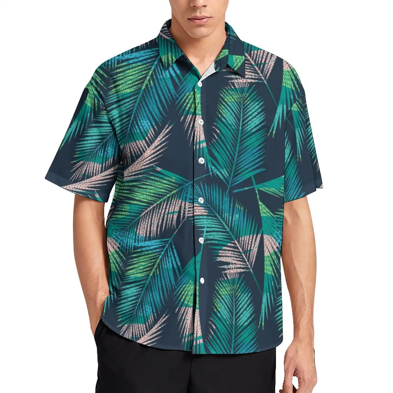 

Гавайская рубашка с тропическими пальмовыми листьями, цветные ботанические повседневные рубашки, мужские летние блузки в стиле Харадзюку ...
