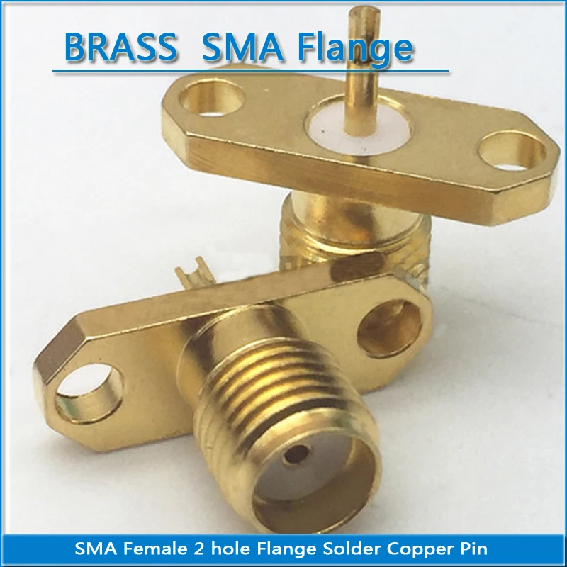 

1X Pcs High-quality SMA Female plug With 2 Hole Flange Chassis Panel Mount deck Solder Copper Pin no PTFE Brass low loss