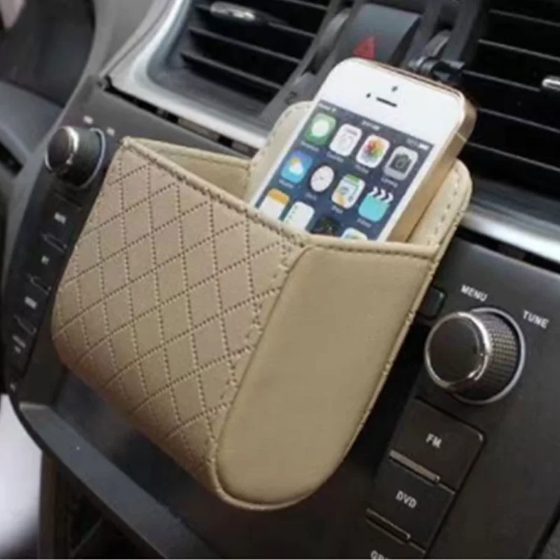 

Car Storage Bag Air Vent Dashboard Tidy Hanging Leather Organizer Box Glasses Phone Holder Storage Organizer Car Accessories