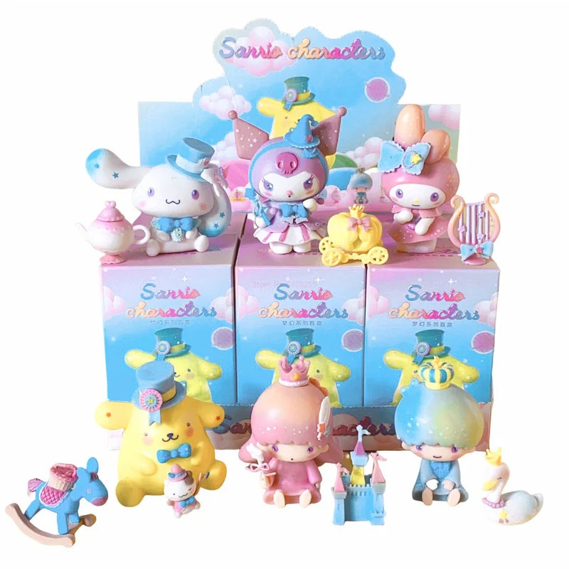 

Sanrio 6pcs/set Blind Box Kuromi Cinnamoroll My Melody Kawaii Anime Figures Dolls Mystery Box Fantasy Series Toys For Kids Gift