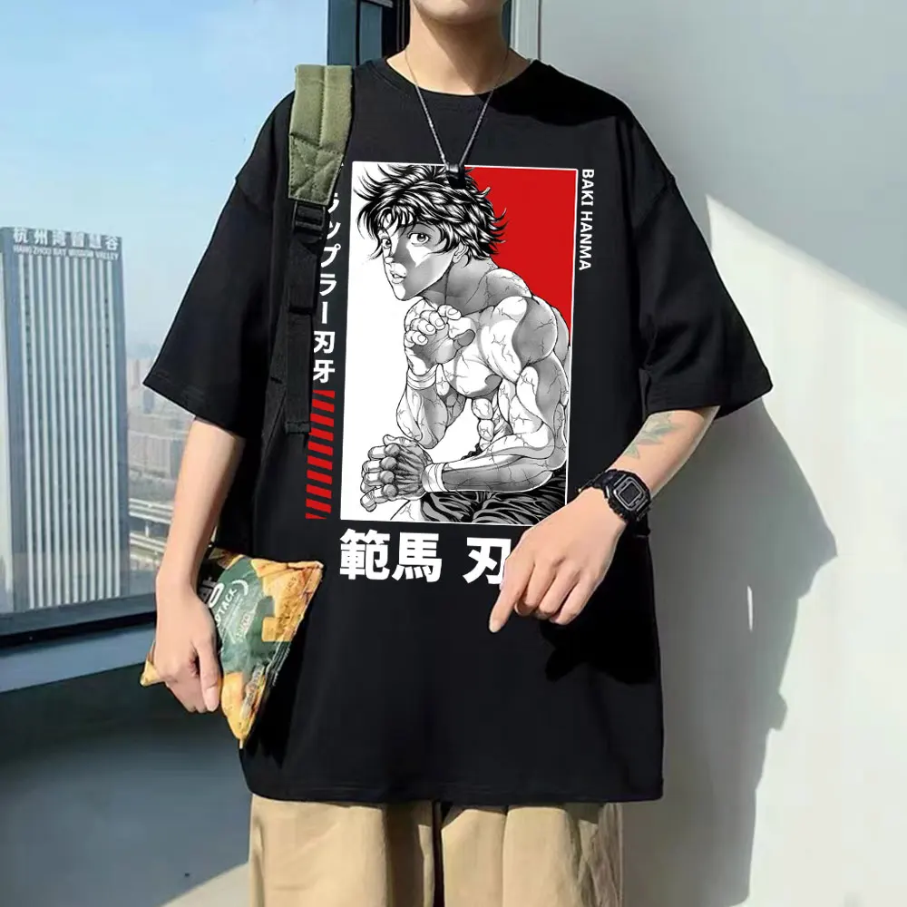 

Japanese Anime Baki The Grappler Anime Mens T Shirt Yujiro Hanma Short Sleeve Casual Men Women Cotton T-shirt Hip Hop Streetwear