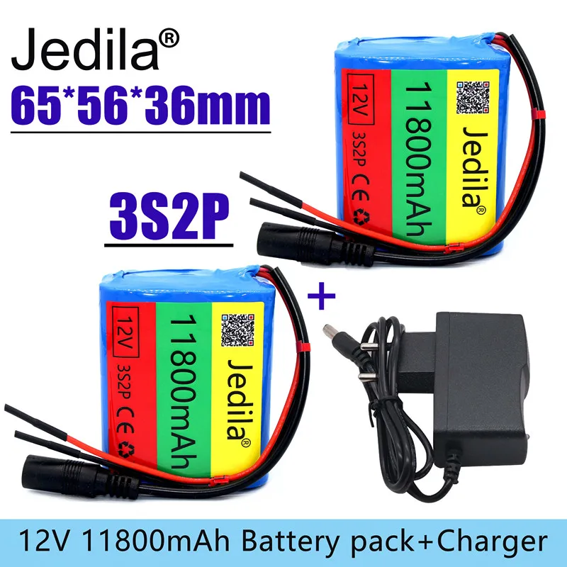 

100%.New.12V.11800 mAh.3S2P.Batterie Au Lithium.18650.Batterie Au Lithium Pack Protection Conseil Rechargeable.1A Chargeur.