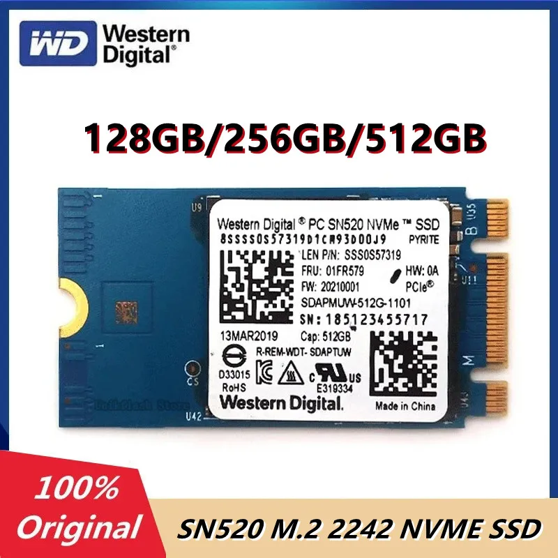 

Original WD SN520 512GB 256GB 128GB M.2 2242 SSD NVME Internal Solid State Drive For Laptop Western Digital