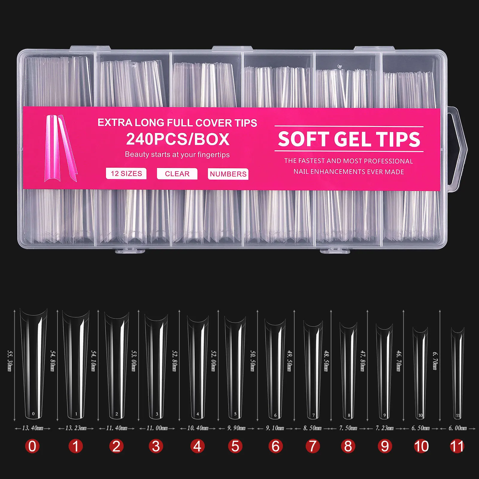 240pcs XXXL Square Straight Extra Long False Nail Tips Full Cover Press On Acrylic Salon Supply Fake Nails