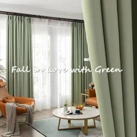 solid color green 90 blackout curtains for living room modern window curtain for bedroom grommet hook type