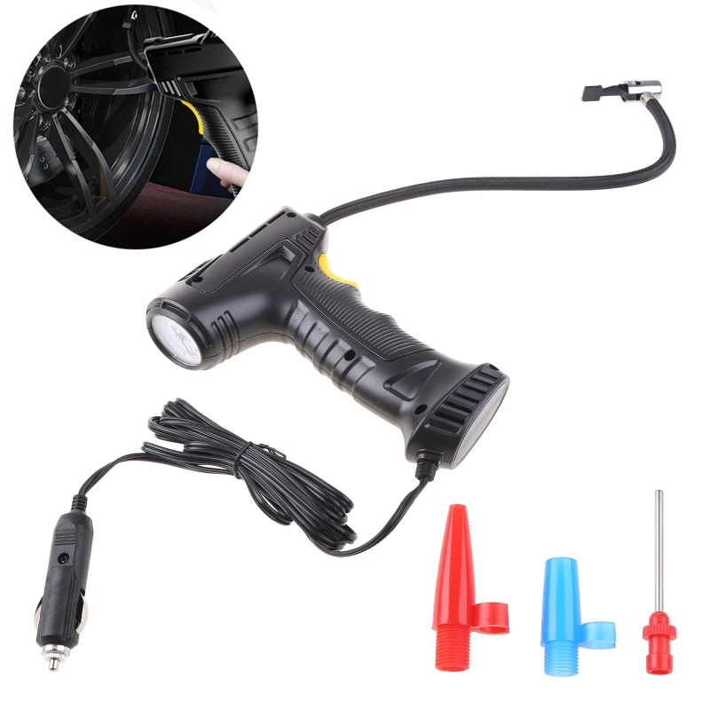 

Cordless Tire Inflator Car Motorcycle Rechargeable Air Compressor with Non-skid Handle LED Light for Inflate at night D7YA