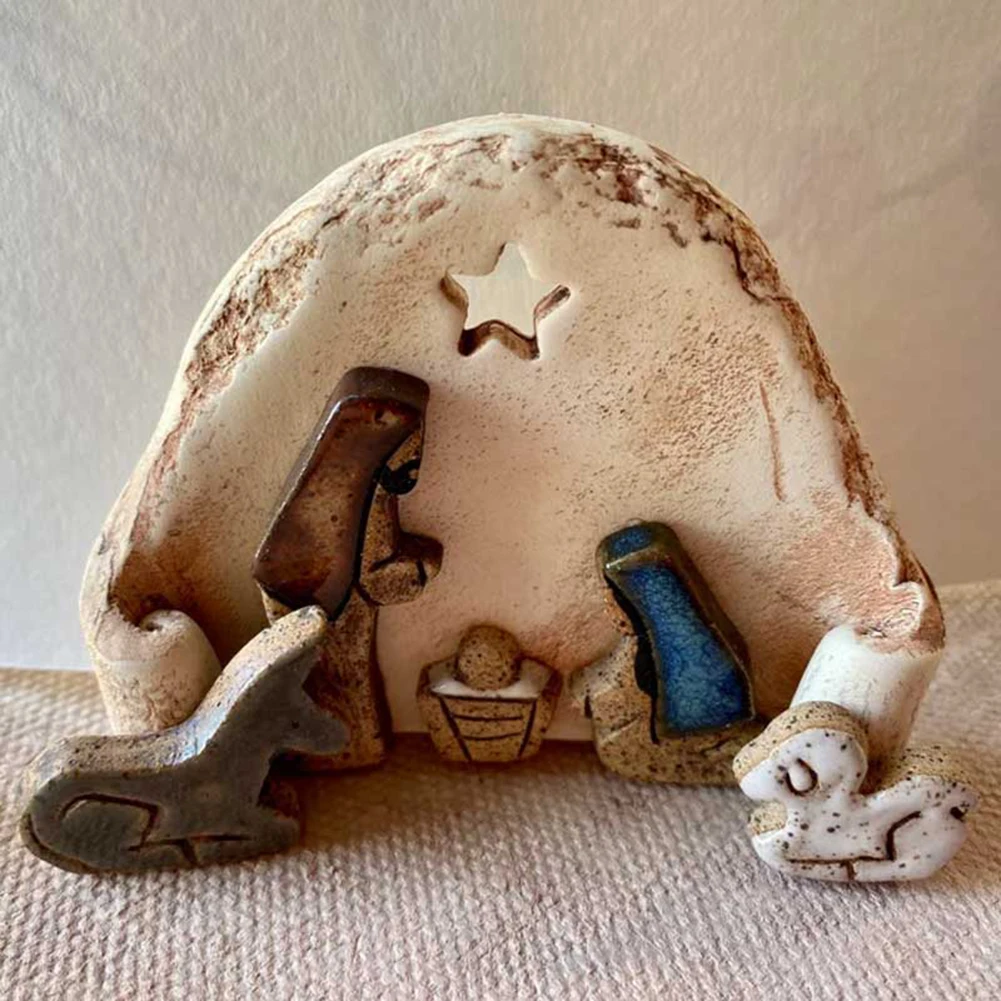 

Статуэтка Рождественская с Иисусом, набор для украшения пасхального стола, пасхальные статуэтки, миниатюрная скульптура, Рождественская к...