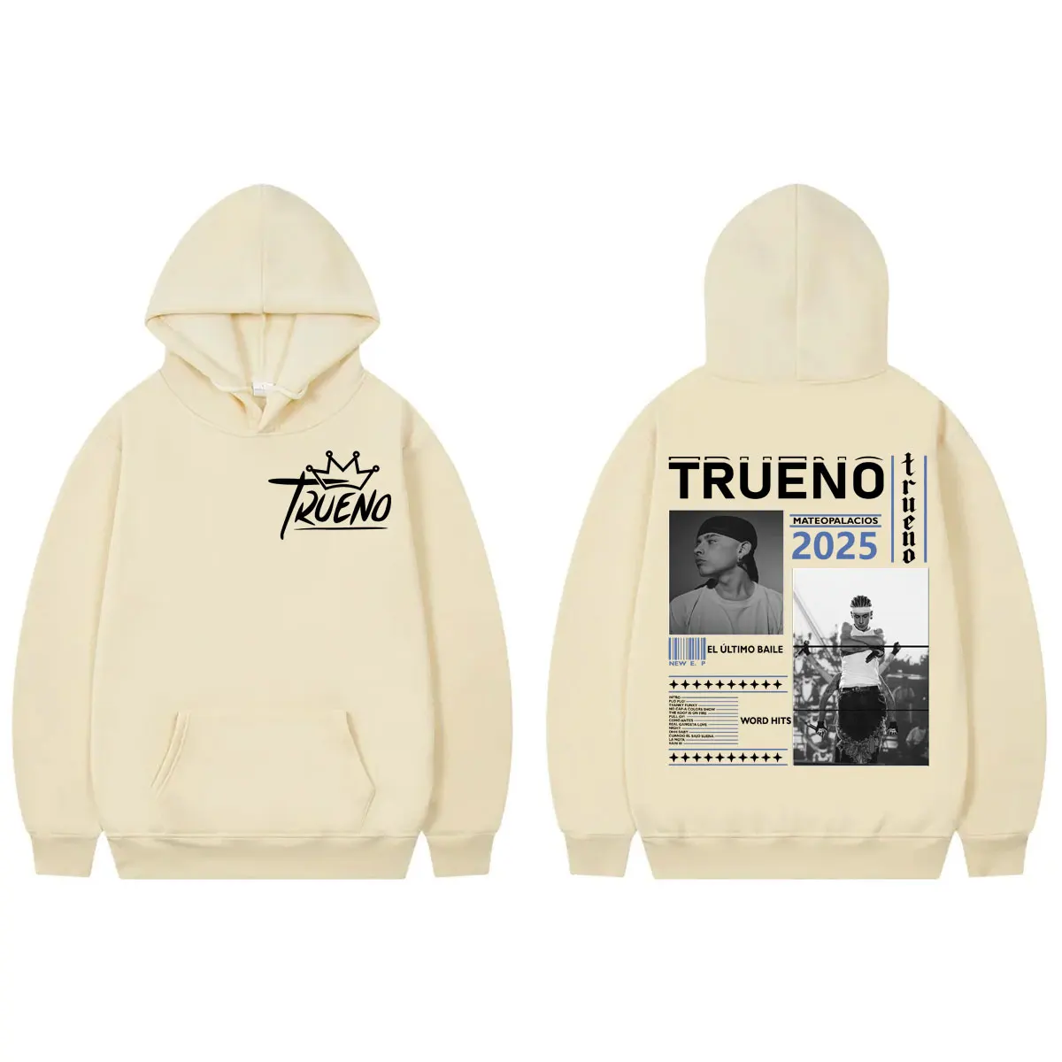 Рэпер Trueno El Ultimo Balie Tour 2025 Толстовка Мужчины Женщины Хип-Хоп Винтажные Пуловеры