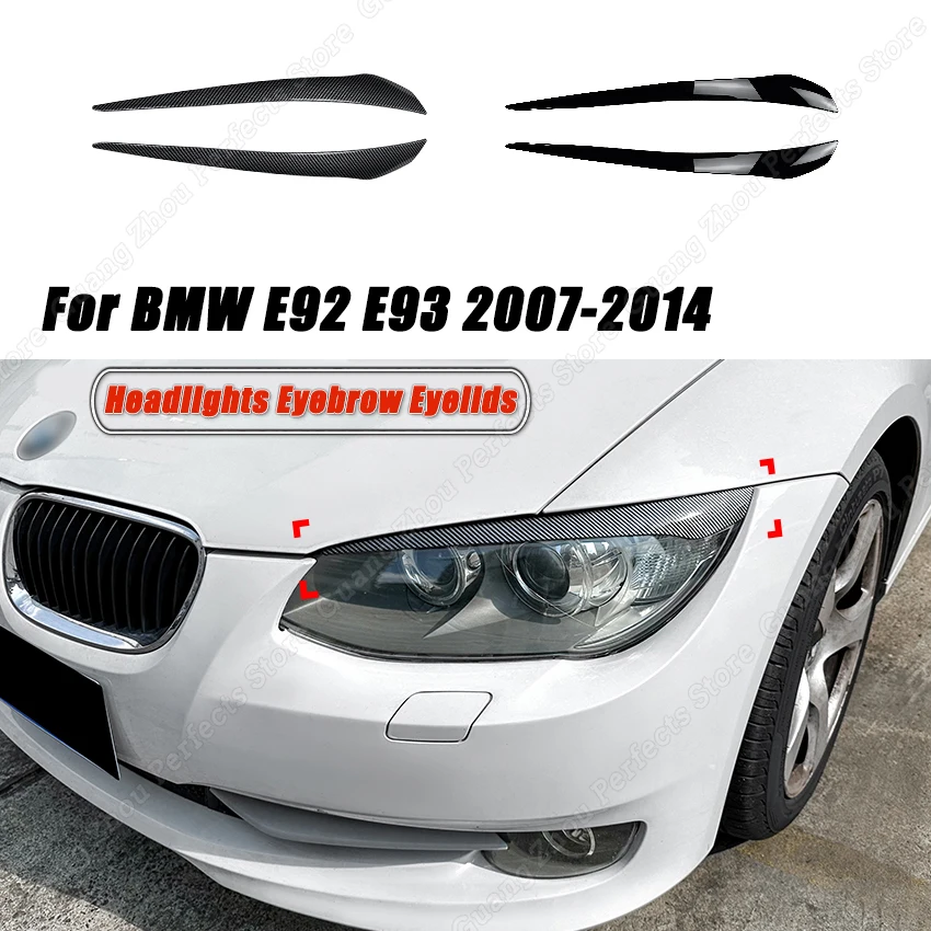 

For BMW E92 E93 2007-2014 Gloss Black Car ABS Plastic Front Headlight Eyebrow Eyelid Lid Trim Lamp Light Cover Stickers