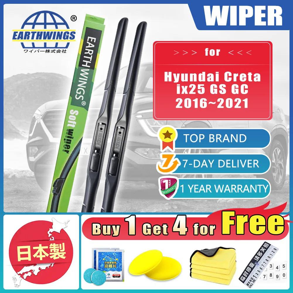 For Hyundai Creta ix25 GS GC 2016 2017 2018 2019 2020 2021 GL GLS Car Front Rear Wiper Blades Windshield Windscreen Brushes Wash