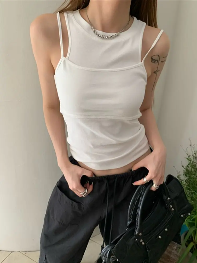 Майка Alien Kitty Женская универсальная облегающий пикантный топ с имитацией двух