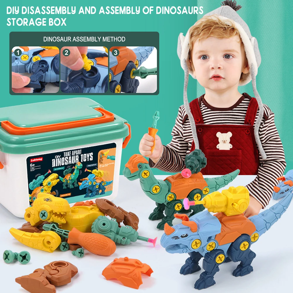 

Disassemble Dinosaur Toy With Storage Box Puzzle Early Educational Toy For Children's Birthday