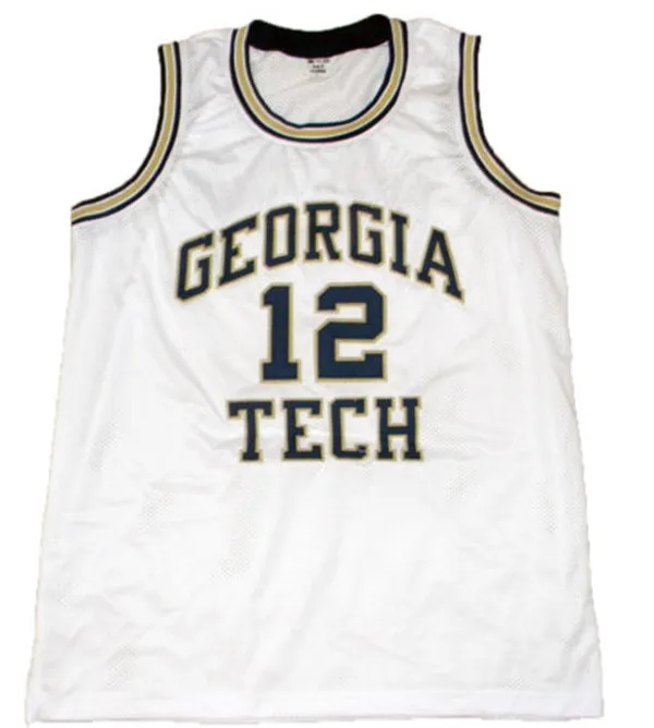 

12 Kenny Anderson Georgia Tech White basketball jersey Retro Throwback Basketball Jersey Customize any size number and playe