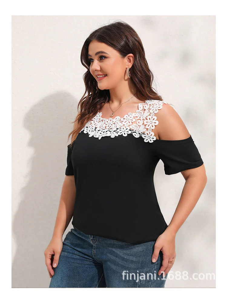 Women's T-shirt Summer Off Shoulder Short Sleeve Top plus size women clothing  ladies tops