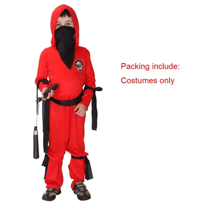 Ниндзя Косплей Детский Костюм Воин Мальчик Девушка Хэллоуин Вечерние Необычные