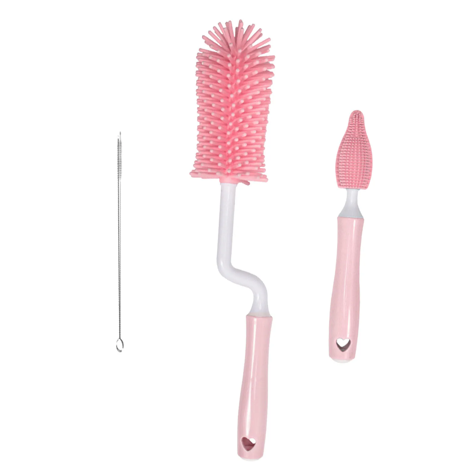 

3PCS Newborn Baby Bottle Cleaner Brush Silicone 360 Degree Rotating Long Handle Baby Bottle Nipple Cup Cleaning Brush