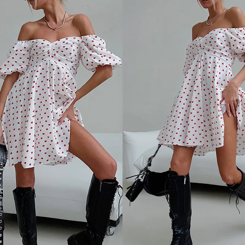 

Женское богемное платье-корсет с коротким рукавом, открытыми плечами и высокой талией