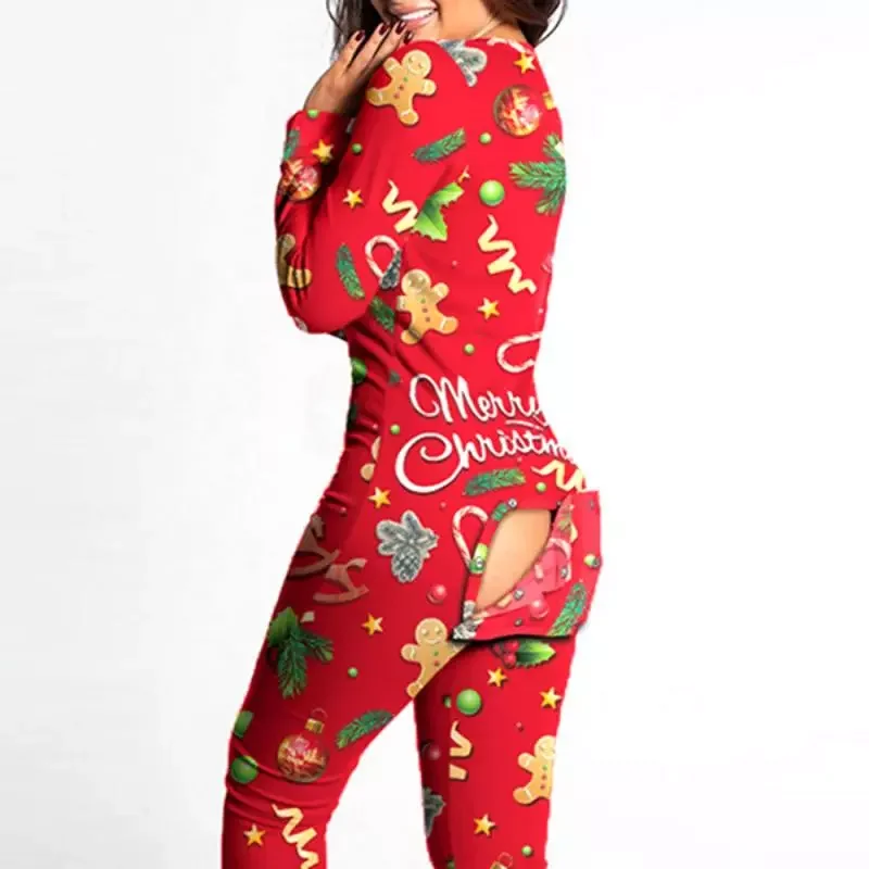 

2021 Sexy Pyjama Bodysuit Women Long Sleeve Romper Casual Leotard Tops Sleepwear Loungewear Christmas Gifts