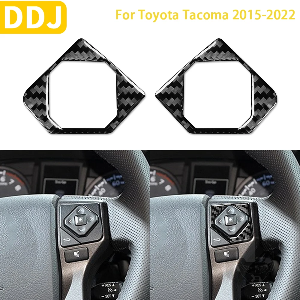 

For Toyota Tacoma 2015-2022 Accessories Carbon Fiber Interior Car Steering Wheel Button Frame Trim Sticker Decoration