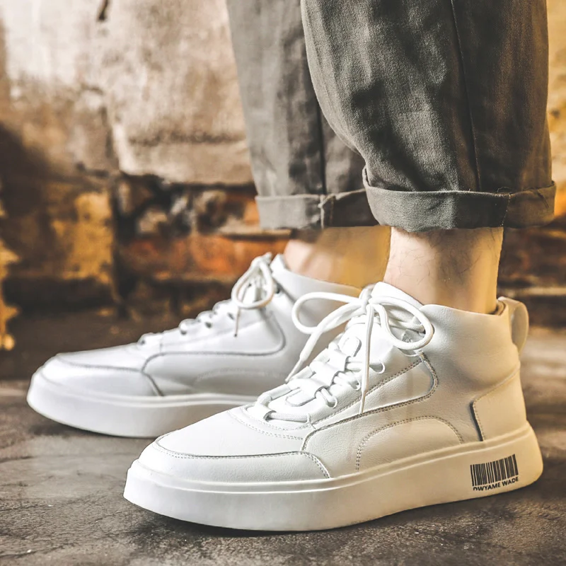 Xiaomi SALUDAS Male Sneakers Luxury Leather Casual Shoes High-top Soft Sole Warm Men Winter Sneakers Big Size White Board Shoes