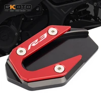 motorcycle cnc side stand pad plate kickstand enlargeor support extension for yamaha yzfr3 yzf r3 r3 2015 2019