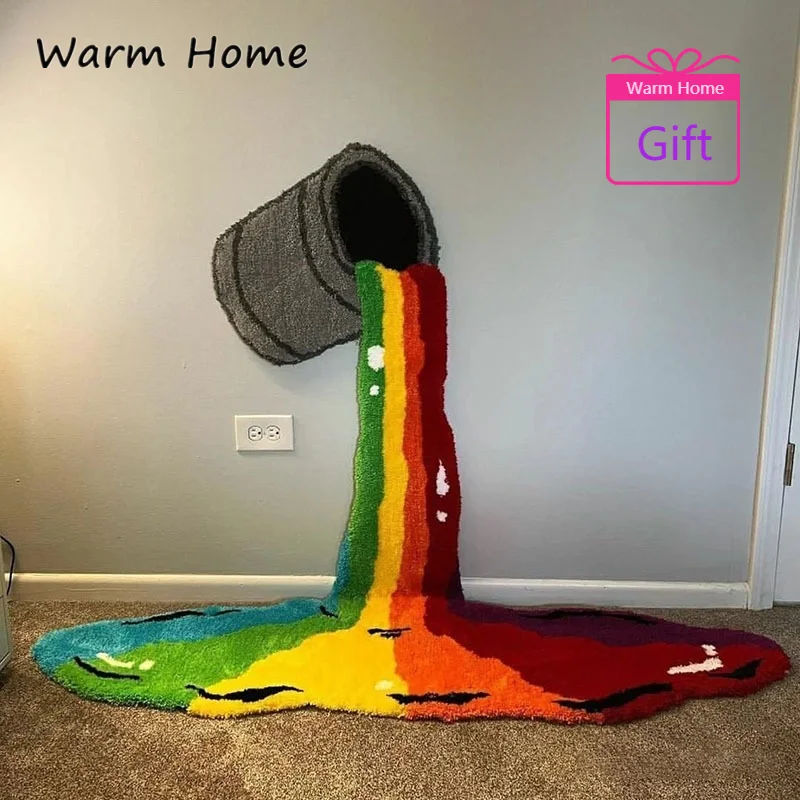 

2022 New Creative 3D Pour Rainbow Carpet Wall Hanging Waterfall Rugs Anime Floor Mat Home Living Room Bedroom Decoration Decor