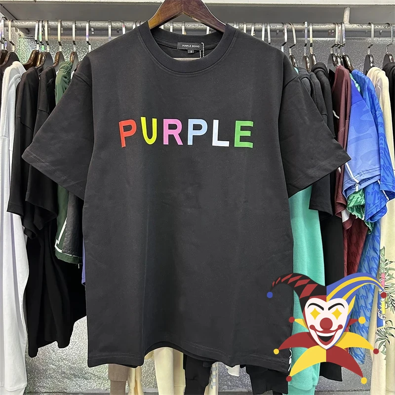 

PURPLE T Shirt For Men Women Colorful Letter Printing T-shirt Top Tee