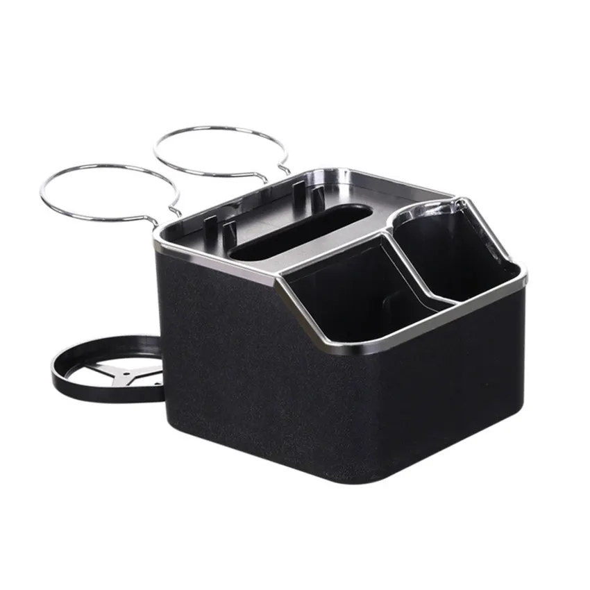 

Car Armrest Cup Holder Auto Interior Storage Organizer Car Essentials for Water Cup/Tissue With 2 Foldable Cup Holders