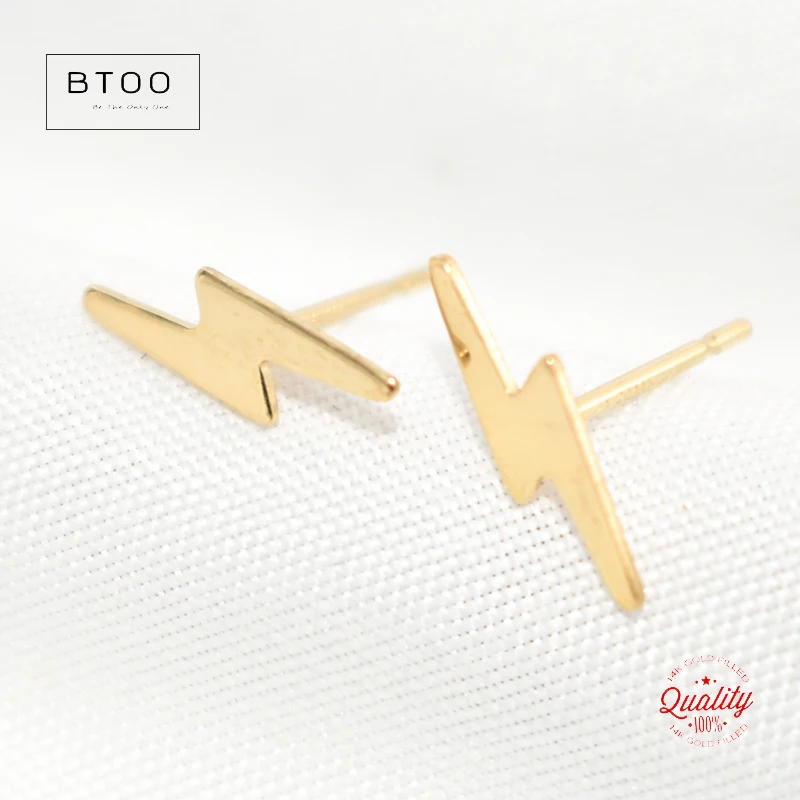 

14K Gold Filled Lightning Bolt Post Earring Ear Stud Wholesale Bulk DIY Tarnish Resistant Jewelry Findings Boho Women Earrings